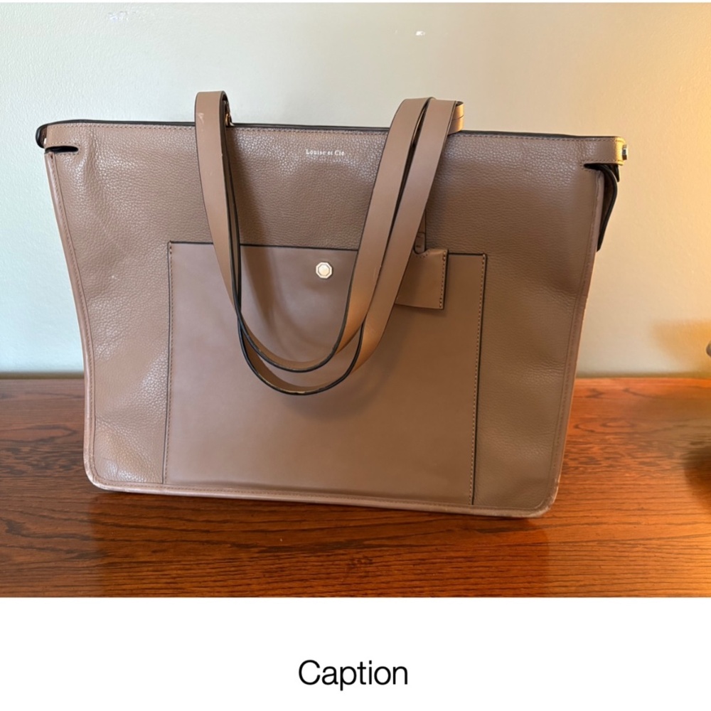 Louise & Cie Taupe Leather Laptop Tote — Like New